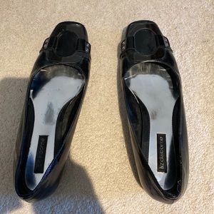 Black Liz Claiborne patent flats with buckle. Size 9